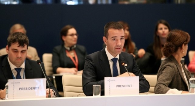 El ministro de Salud de Eslovaquia, Tomáš Drucker, durante el consejo informal de ministros de Salud.