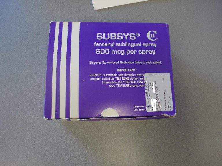 A box of the Fentanyl-based drug Subsys, made by Insys Therapeutics Inc, is seen in an undated photograph provided by the U.S. Attorney's Office for the Southern District of Alabama