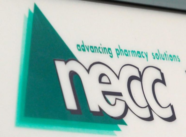 FILE PHOTO: A sign for pharmaceutical compounding company NECC, a producer of the steroid methylprednisolone acetate, is seen in Framingham, Massachusetts