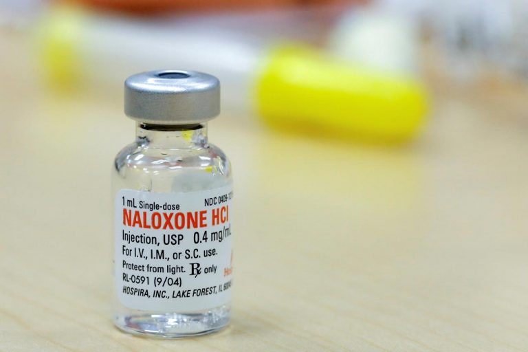 FILE PHOTO: The drug Naloxone sits on a table during a free Opioid Overdose Prevention Training class provided by Lourdes Hospital in Binghamton, New York
