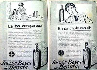 "La tos desaparece"; "Mi catarro ha desaparecido". De esta forma Bayer hacía publicidad a su jarabe de heroína.