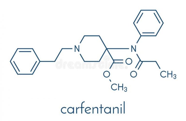 molécula-sintética-de-fármaco-opioide-carfentanilo-fórmula-esquelética-187175045