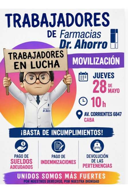 Quiebra de Dr. Ahorro: Sus trabajadores marchan para reclamar el pago de sueldos e indemnizaciones 